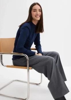 bonprix Shirts & Tops|Rippshirt mit Raffung dunkelblau