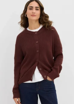 Rippstrickjacke, Rundhals|bonprix