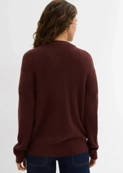 Rippstrickjacke, Rundhals|bonprix
