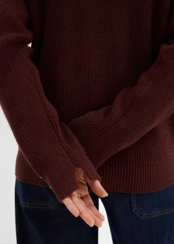 Rippstrickjacke, Rundhals|bonprix