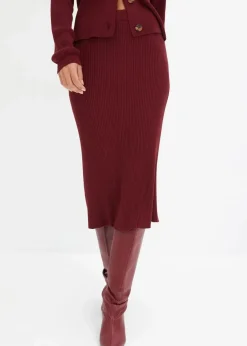 bonprix Bekleidung·Sportbekleidung|Röcke|Ripp-Strickrock aus Viskose-Mix rubinrot
