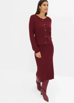 bonprix Bekleidung·Sportbekleidung|Röcke|Ripp-Strickrock aus Viskose-Mix rubinrot