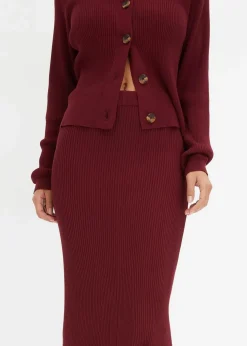 bonprix Bekleidung·Sportbekleidung|Röcke|Ripp-Strickrock aus Viskose-Mix rubinrot