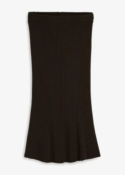 bonprix Röcke|Bekleidung·Sportbekleidung|Ripp-Strickrock aus Viskose-Mix schwarz