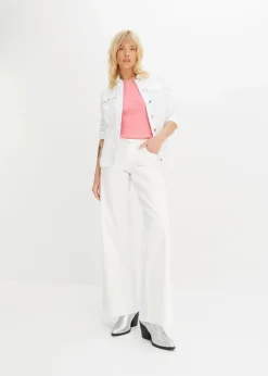 bonprix Basics|Shirts & Tops|Ripp-Top aus reiner Bio-Baumwolle (2er Pack) weiß+knallrosa