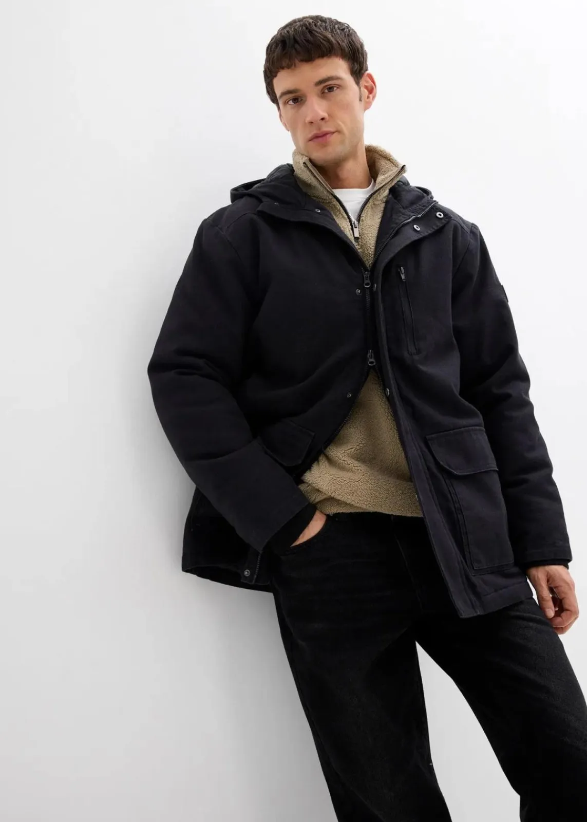 bonprix Große Größen|Jacken & Mäntel|robuste Winterjacke aus Canvas schwarz