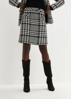 bonprix Bekleidung·Sportbekleidung|Röcke|Rock aus softem Bouclégarn schwarz/wollweiß