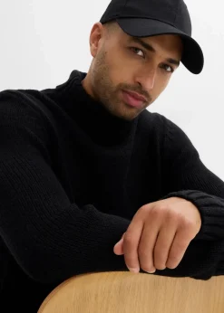 bonprix Große Größen|Pullover & Strickjacken|Rollkragenpullover schwarz