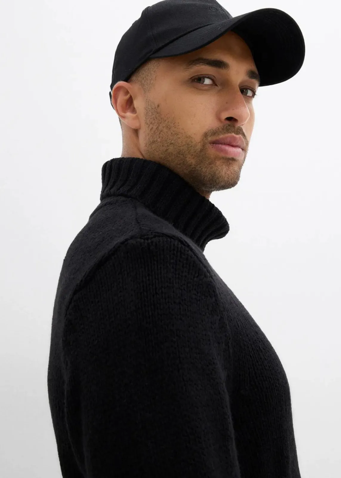 bonprix Große Größen|Pullover & Strickjacken|Rollkragenpullover schwarz