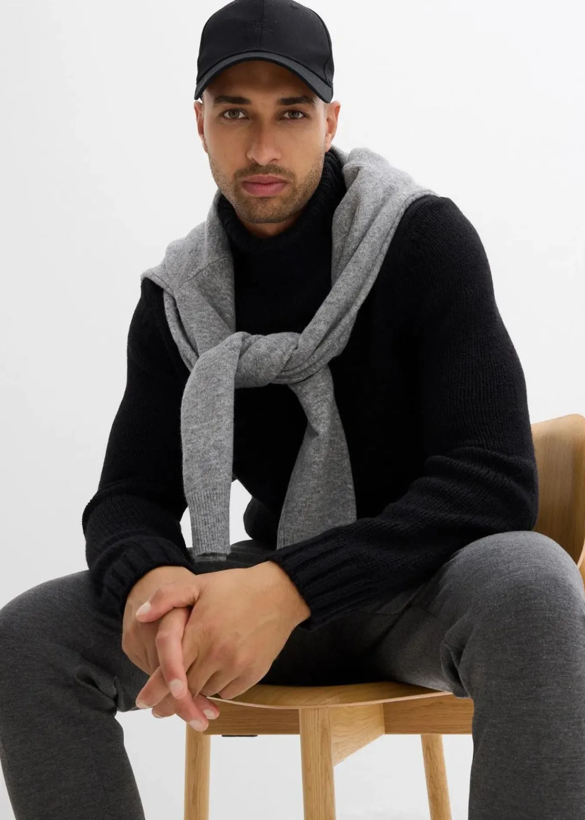 bonprix Große Größen|Pullover & Strickjacken|Rollkragenpullover schwarz