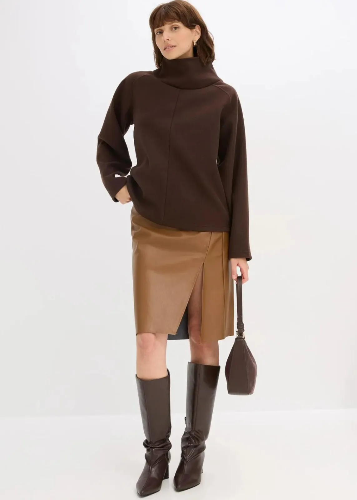 bonprix Pullover & Strickjacken|Strickmode|Rollkragenpullover dunkelbraun