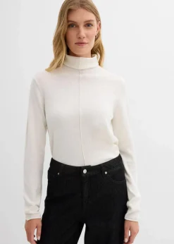 bonprix Bekleidung·Umstandsmode|Bekleidung·Jeans|Rollkragenpullover aus weichem Kaschmir-Mix wollweiß