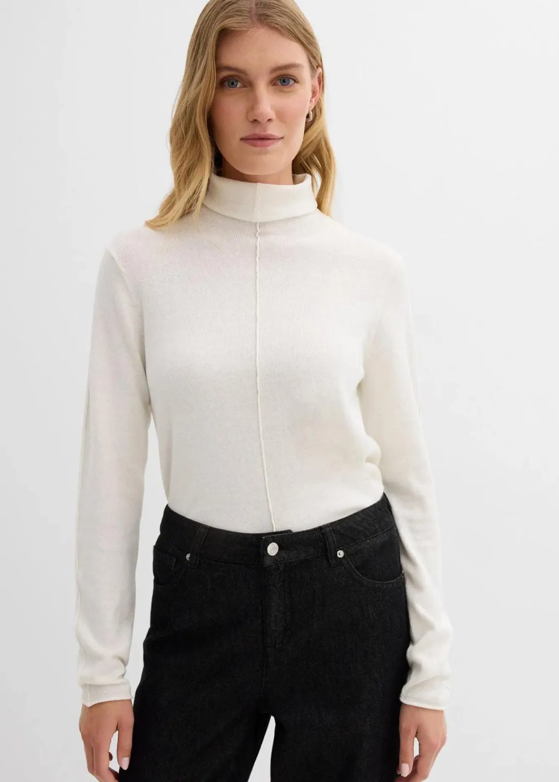 bonprix Bekleidung·Umstandsmode|Bekleidung·Jeans|Rollkragenpullover aus weichem Kaschmir-Mix wollweiß