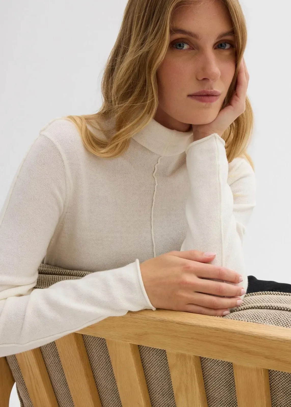 bonprix Bekleidung·Umstandsmode|Bekleidung·Jeans|Rollkragenpullover aus weichem Kaschmir-Mix wollweiß