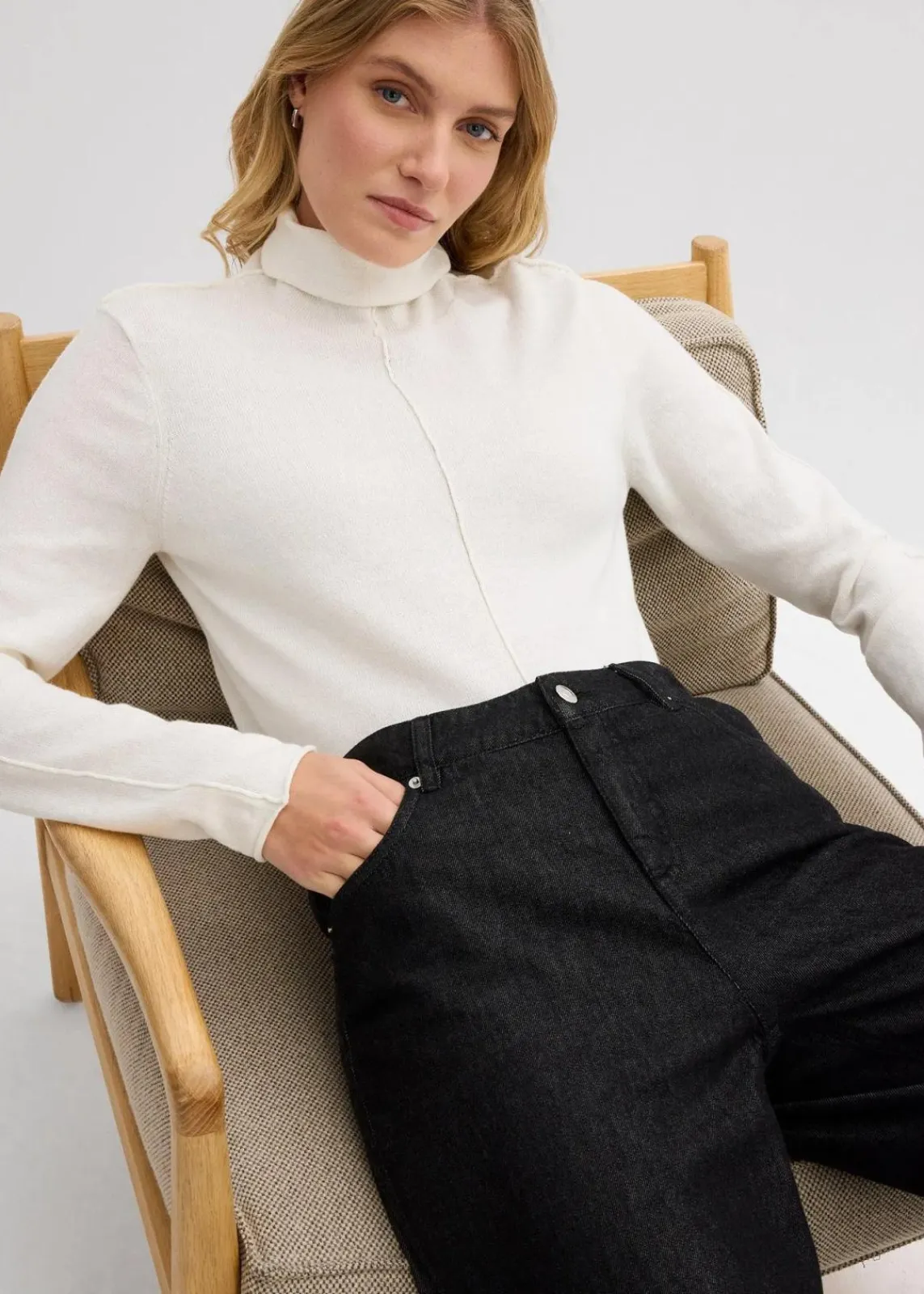 bonprix Bekleidung·Umstandsmode|Bekleidung·Jeans|Rollkragenpullover aus weichem Kaschmir-Mix wollweiß