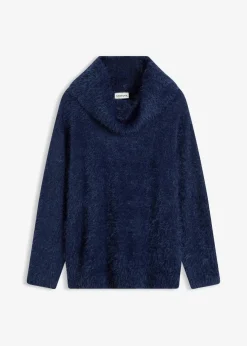 bonprix Bekleidung·Umstandsmode|Pullover & Strickjacken|Rollkragenpullover aus weichem Federgarn dunkelblau
