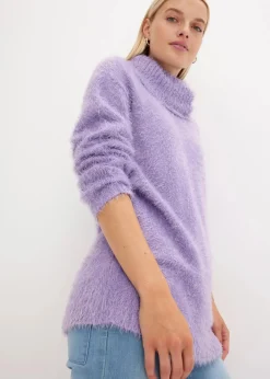 Rollkragenpullover aus weichem Federgarn|bonprix Online
