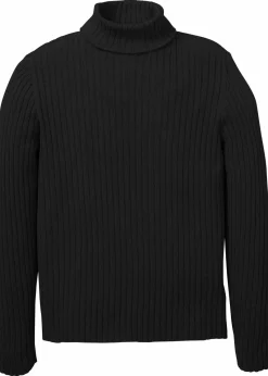 bonprix Große Größen|Pullover & Strickjacken|Rollkragenpullover in Rippstruktur mit recycelter Baumwolle schwarz
