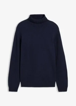 bonprix Große Größen|Basics|Rollkragenpullover mit Rippbündchen dunkelblau