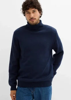 bonprix Große Größen|Basics|Rollkragenpullover mit Rippbündchen dunkelblau