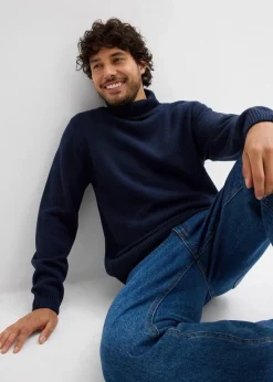 bonprix Große Größen|Basics|Rollkragenpullover mit Rippbündchen dunkelblau