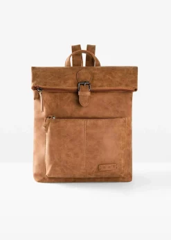 bonprix Taschen|Rucksack mit Außentasche und Schnallendetail cognac