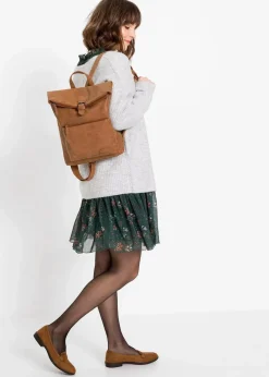 bonprix Taschen|Rucksack mit Außentasche und Schnallendetail cognac