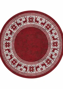 bonprix Runde Teppiche|Veloursteppiche|Runder Teppich mit Weihnachtsmotiv rot