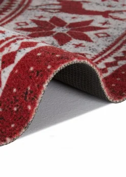 bonprix Runde Teppiche|Veloursteppiche|Runder Teppich mit Weihnachtsmotiv rot