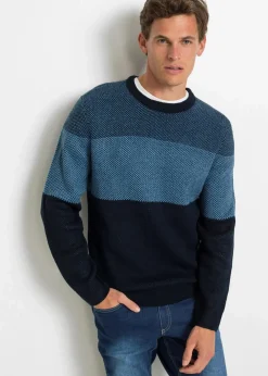 Rundhalspullover im Colourblocking|bonprix Discount