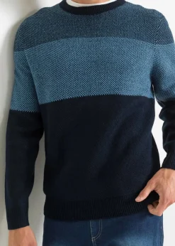 Rundhalspullover im Colourblocking|bonprix Discount