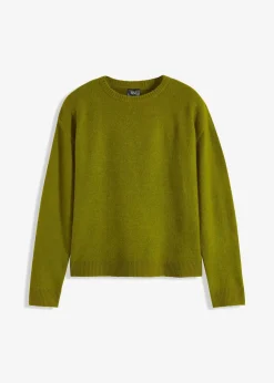 bonprix Strickmode|Pullover & Strickjacken|Rundhalspullover mit überschnittener Schulter moos
