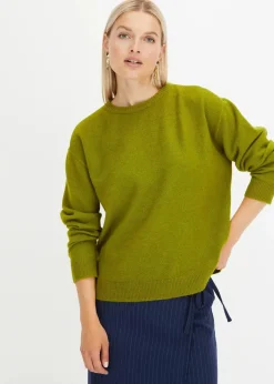 bonprix Strickmode|Pullover & Strickjacken|Rundhalspullover mit überschnittener Schulter moos