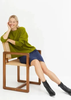 bonprix Strickmode|Pullover & Strickjacken|Rundhalspullover mit überschnittener Schulter moos