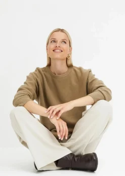 bonprix Strickmode|Pullover & Strickjacken|Rundhalspullover mit überschnittener Schulter new khaki