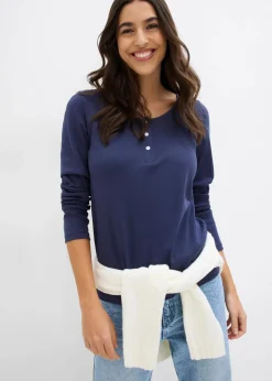 bonprix Bekleidung·Röcke|Basics|Rundhalsshirt aus reiner Bio-Baumwolle dunkelblau