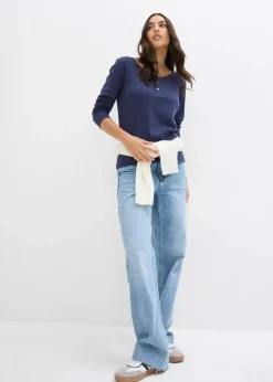 bonprix Bekleidung·Röcke|Basics|Rundhalsshirt aus reiner Bio-Baumwolle dunkelblau