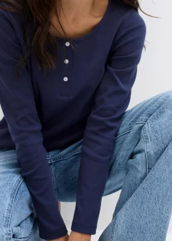 bonprix Bekleidung·Röcke|Basics|Rundhalsshirt aus reiner Bio-Baumwolle dunkelblau