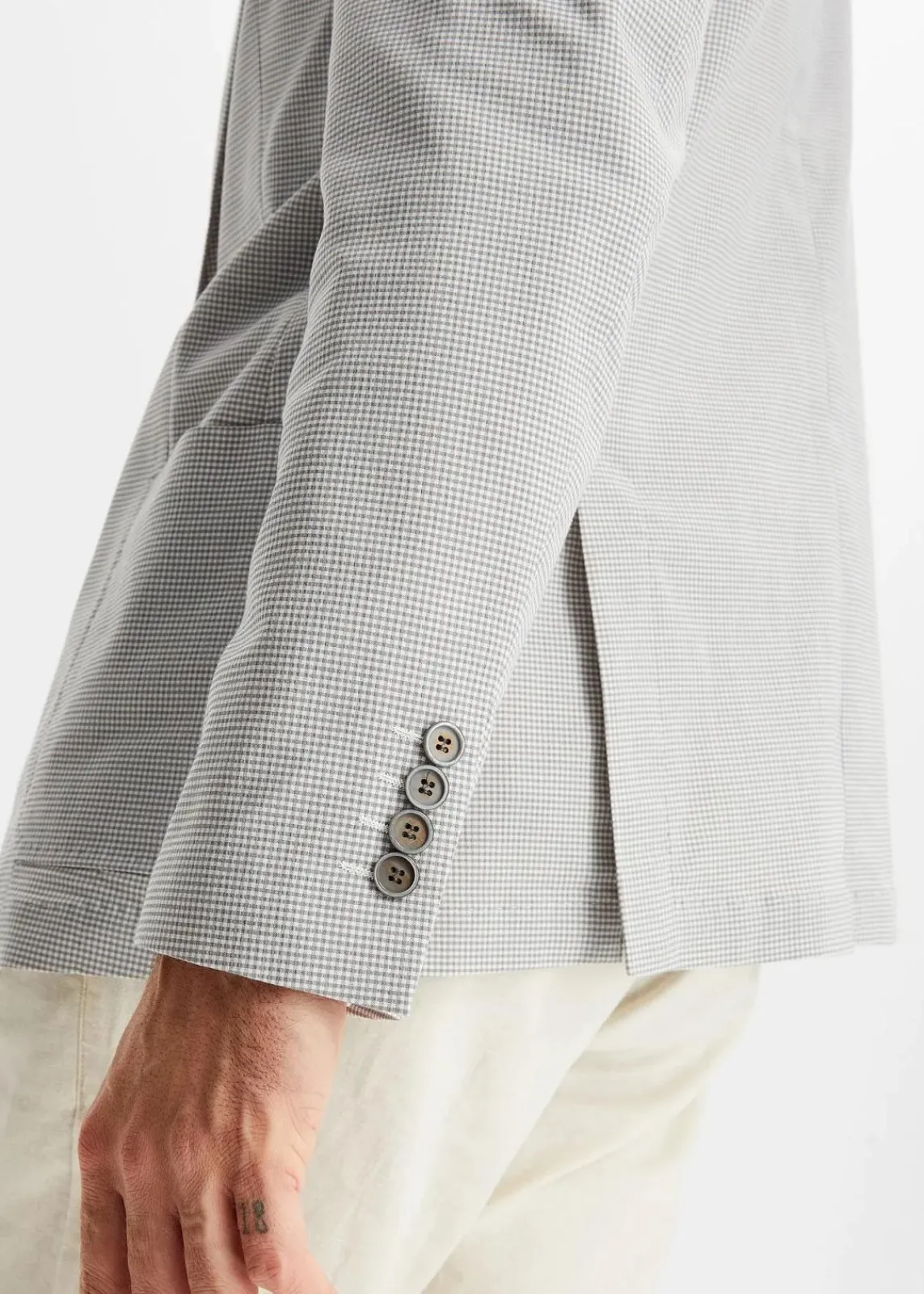 bonprix Anzüge & Sakkos|Sakko in Seersucker-Qualität, Regular Fit wollweiß/hellgrau meliert