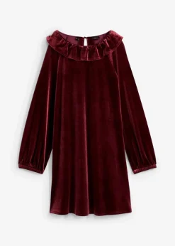 bonprix Mädchen 2-8 Jahre·Kleider & Röcke|Samtkleid mit Volants ahornrot