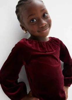 bonprix Mädchen 2-8 Jahre·Kleider & Röcke|Samtkleid mit Volants ahornrot