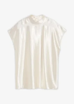 bonprix Bekleidung·Jacken & Mäntel|Blusen & Tuniken|Satin Blusentop mit halbhohem Kragen perlweiß