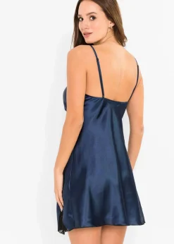 bonprix Wäsche·Erotikwäsche|Wäsche·Nachtwäsche|Satin Negligé dunkelblau