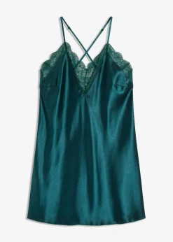 bonprix Dessous|Corsagen & Negligés|Satin Negligé dunkelgrün