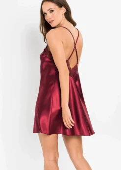 bonprix Wäsche·Corsagen & Negligés|Wäsche·Dessous|Satin Negligé dunkelrot