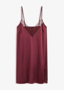 bonprix Wäsche·Corsagen & Negligés|Wäsche·Dessous|Satin Negligé mit edler Stickerei burgunderrot