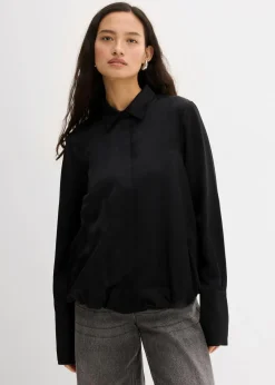 bonprix Bekleidung·Jacken & Mäntel|Blusen & Tuniken|Satinbluse aus Viskose-Mix schwarz