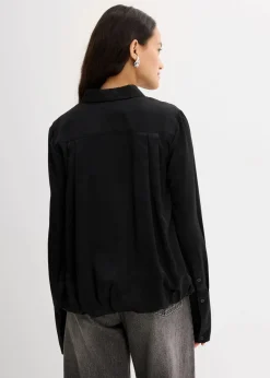 bonprix Bekleidung·Jacken & Mäntel|Blusen & Tuniken|Satinbluse aus Viskose-Mix schwarz