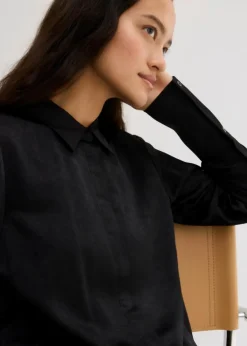 bonprix Bekleidung·Jacken & Mäntel|Blusen & Tuniken|Satinbluse aus Viskose-Mix schwarz