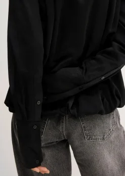 bonprix Bekleidung·Jacken & Mäntel|Blusen & Tuniken|Satinbluse aus Viskose-Mix schwarz